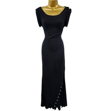Maxi abito lungo svasato Karen Millen 12 UK nero cotone modal elasticizzato