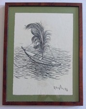 Disegno grafite su carta barca