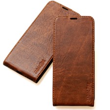 Cover in pelle per smartphone Apple / Samsung / Huawei custodia protettiva marrone