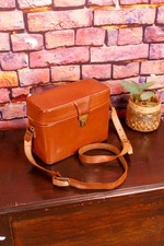 Vintage Mefa Pelle Borsa Fotografica Borsa a Tracolla Braun 70s