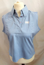 Camicia/top competizione ghiaccio cavallo equitazione blu pallido cavaliere pony nuova senza etichette, taglia 14