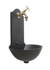 Fontana a muro Malaga colore ghisa e rubinetto in ottone lucido casa e giardino