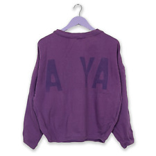 Felpa Vintage viola a girocollo in cotone con stampe anni 80 90 - Taglia S/M uom