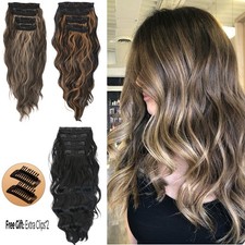 50 cm clip in extension estensione capelli ondulati con clip nero marrone marrone chiaro