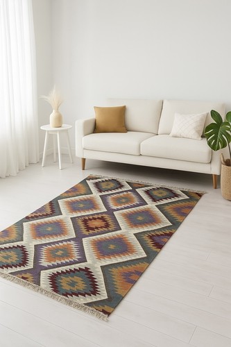 Tappeto geometrico viola - , kilim