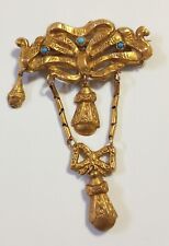 Antica Spilla Borbonica In Oro Basso con Turchese
