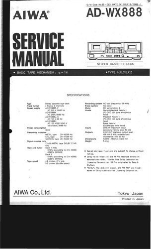 Manuale servizio per aiwa - di,