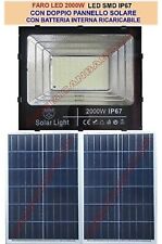 Faro da 2000W LED SMD con 2 Pannelli Solari Crepuscolare+Telecomando IP67 Camper