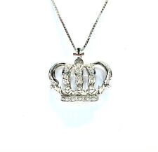 ciondolo corona in argento 925 e zirconi incastonati grande