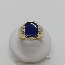 ANELLO DA UOMO IN ORO GIALLO E BIANCO 18KT CON LAPISLAZZULO 9,15 GR. N.23 (0776)