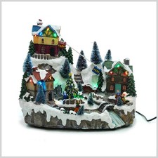 VILLAGGIO NATALE LUCI E MOVIMENTI MUSICA 28x30 cm DECORAZIONE NATALIZIA FUNIVIA