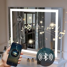 Specchio Trucco con Illuminazione Barra Luminosa LED Dimmerabile Bluetooth Specchio Cosmetico
