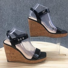 NUOVI sandali Marc Fisher donna 8,5 M Lukey cinturino alla caviglia zeppa slingback neri