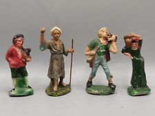 Antico Lotto Personaggi Presepe In Gesso E Cartapesta Dipinti A Mano Arte Sacra 