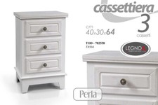 MOBILE CASSETTIERA PERLA 3 CASSETTI IN LEGNO SHABBY CHIC 40*30*64 CM TOD-782558