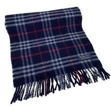 Stola Burberry London in lana con frange Nova Check Navy 2481