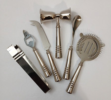 Godinger Set Attrezzi Barra Scaffale Superiore Acciaio Inox Nichelato 6 Pezzi Senza Supporto