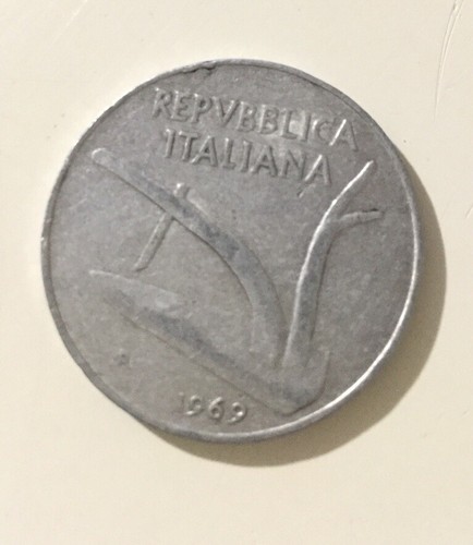 1969 italia lire spighe - italia, 10
