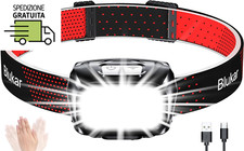 Torcia Frontale LED Ricaricabile, 2000 Lumen Super Luminosa Lampada Frontale, 8 