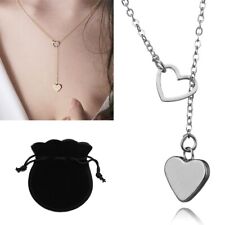 Collana Cuore Doppio da Donna Girocollo Ciondolo Catenina Regolabile + Sacchetto