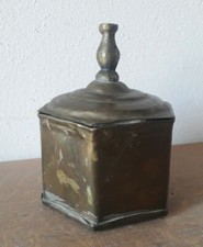 Antica Tabacchiera Scatola Porta Tabacco Esagonale Con Coperchio Rame