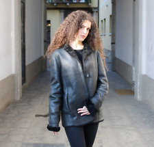 Cappotto pelle montone shearling nero vintage originale taglia M