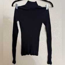 Top Brandy Melville a costine collo tartaruga nero manica lunga adatto XS/Small