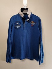 Maglia Rugby Aeronautica Militare Blu Logo Ricamato Manica Lunga Polo Italiana 
