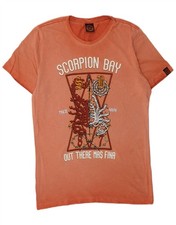 T-shirt uomo SCORPION BAY lavaggio acido grafica top piccola arancione cotone BI16