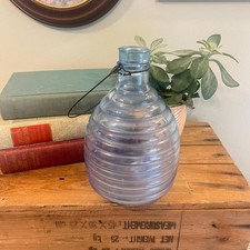 Raro tappo originale vintage a nido d'ape vetro blu chiaro insetti cattura mosche 