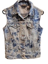 Gilet vintage altamente invecchiato lavaggio acido Levis denim grunge punk petto piccolo