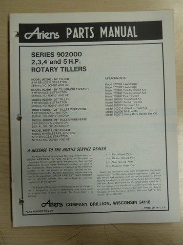 Ariens motozappa serie 902000 - motozappa,