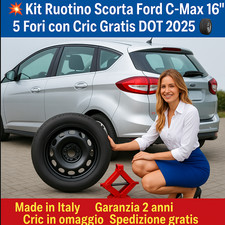 💥Kit Ruotino di Scorta Ford C-Max 16” 5 Fori con Cric Gratis DOT 2025 🛞