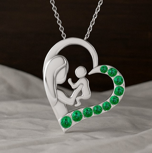 Mom baby heart pendant lab - mom,