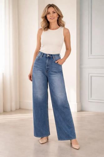 Jeans donna palazzo vita - jeans,