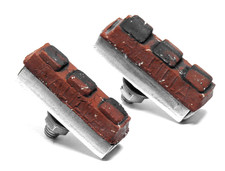 Coppia di pattini telati marcati BALILLA per freni di bici d'epoca. Usati.