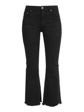 3-d denim Pantaloni donna a zampa sfrangiati - nero