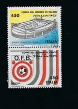 1990 Coppa Mondo Calcio ITALIA '90, L. 450, coppia viaggiata, senza bordi (BF4)