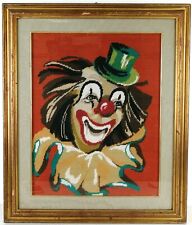 QUADRO - PUNTO CROCE - CON CORNICE - CLOWN - CIRCO - VINTAGE - 65X55 CM
