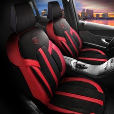 Coprisedili adatti per Ford Fiesta in Alcantara nero-rosso Garni con borsa