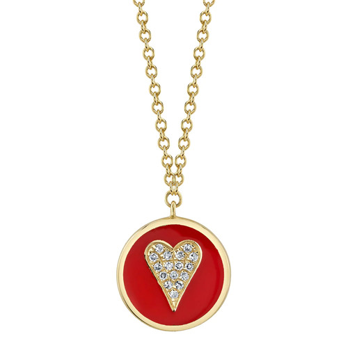 14k oro diamante rosso smalto - 14k,