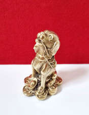 Statuina cane Beagle oro cucciolo mordente passo moneta denaro ricchezza decorazione piccolo regalo 4"