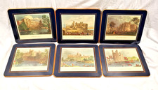 Set 6 tappetini Brooks Brothers sottoposto castelli inglesi schienali in feltro 7,5" x 9"