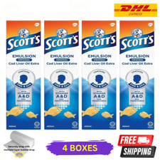 4 X Scott Emulsione Olio Di Fegato Di Merluzzo Extra Gusto Originale 400ml
