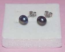 Orecchini donna in Argento 925 con Perle D' Acqua Dolce 8-9mm a bottone 