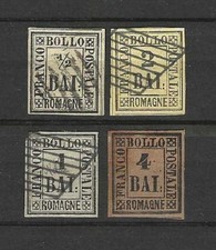 Antichi stati Romagne 1859 Lotto quattro valori misti Baiocchi