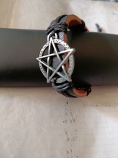 Bracciale eco-pelle cuoio uomo donna Pentagono regolabile 0208