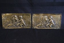 maternità coppia bassorilievi ottone liberty fregi antichi inizio 900 placcheCo