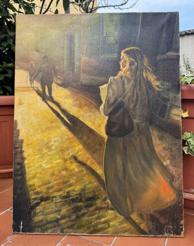 Dipinto olio tela maria - olio, su