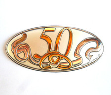 50° ANNIVERSARIO DI MATRIMONIO NOZZE D'ORO PLACCA IN ARGENTO cm9x4 BOMBONIERE